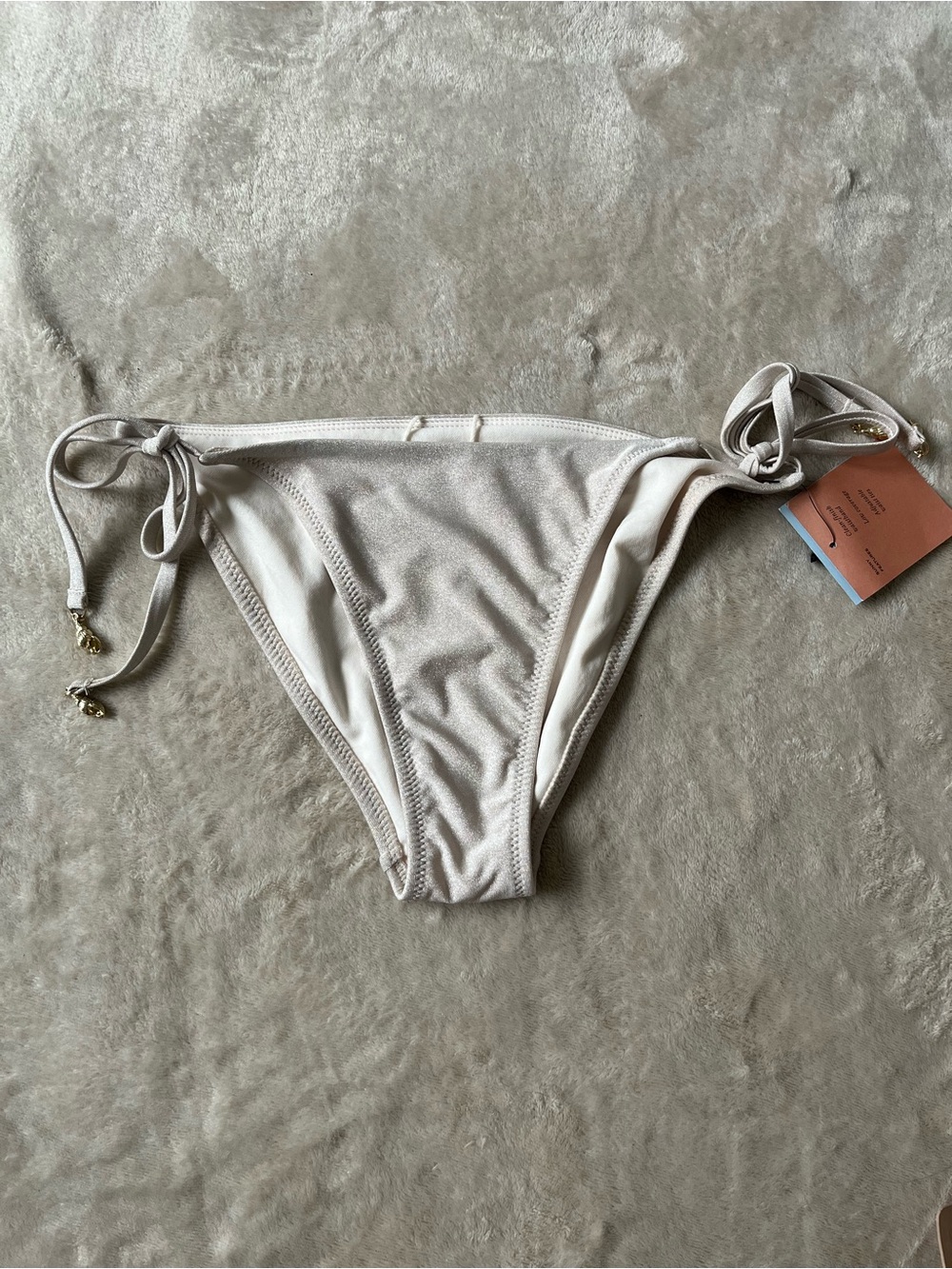 Shade & Shore Women’s Cream Low Rise Bikini Bottoms Small (4-6) NWT Shimmer